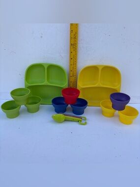 Re-Play Recycled Toddler Mealtime Set - Divided Plates, Bowls & measuring Spoons